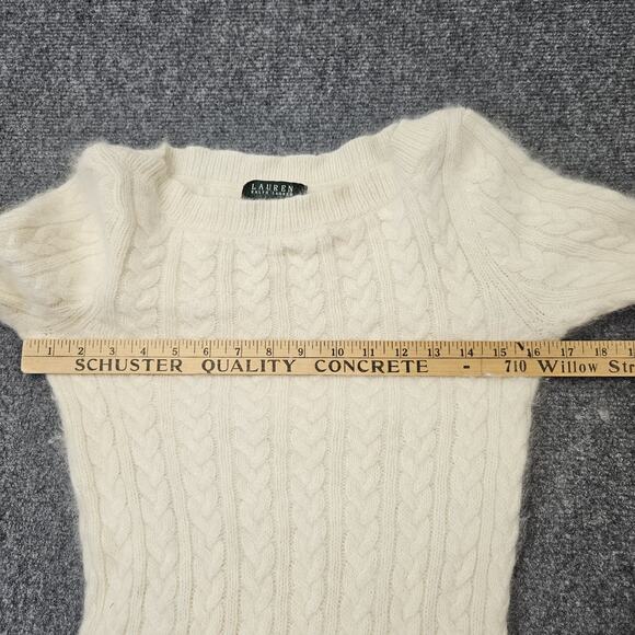 Lauren Ralph Lauren Medium Sweater Cream Angora Wool Soft Cable Knit‎ Cozy - Picture 4 of 7